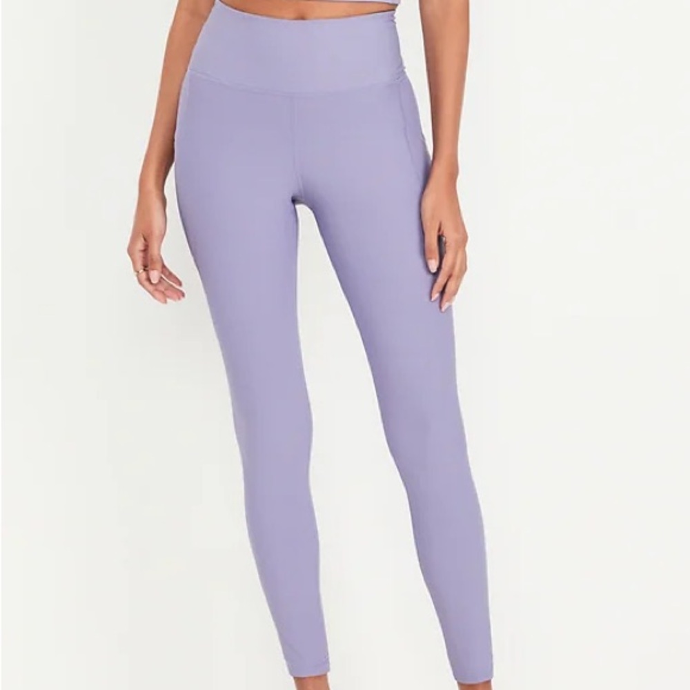 NWT High-Waisted PowerSoft Ribbed Pocket Leggings  - lilac opaline - L
